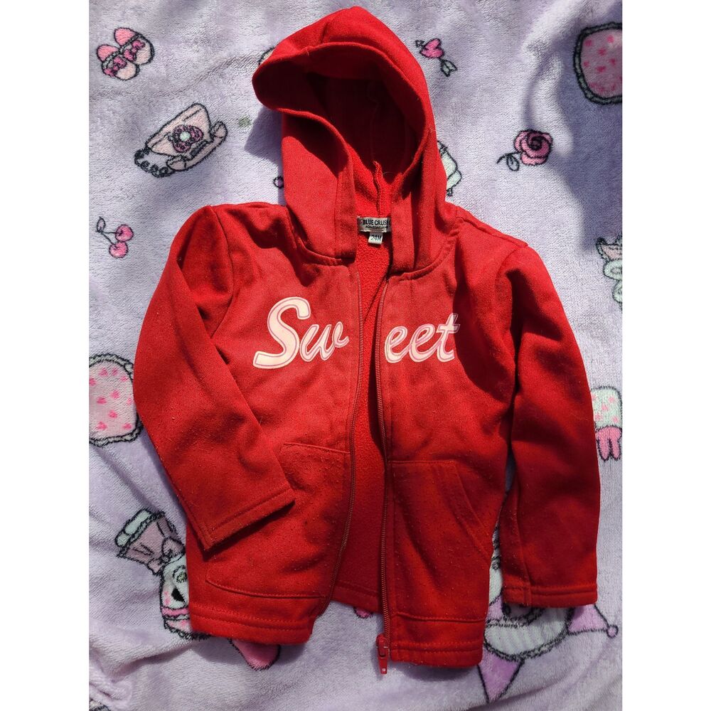 Sweet Blue Crush Girls 2 Year Old 24M Red Hoodie Zipup Jacket Toddlers Baby